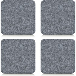 Zeller onderzetters glazen - vilt - 4x - grijs - 10 x 10 cm - Glazenonderzetters