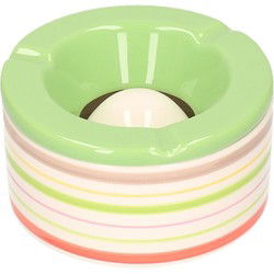 Terras asbak/stormasbak - groen met streep - 14 x 7,5 cm - keramiek - Asbakken