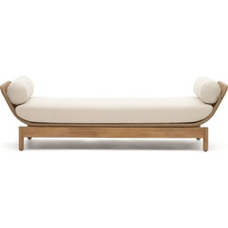 Kave Home - Ligstoel Catalina beige van touw en massief acaciahout FSC