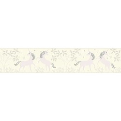 A.S. Création behangrand unicorns crème beige en lichtpaars - 0,13 x 5 m - AS-369902