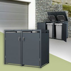 Afvalbak 2 tot 240L 132x80x116,3 cm van staal in antraciet ML design