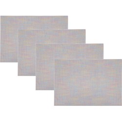 4x Rechthoekige placemats metallic pasteltinten geweven 30 x 45 cm - Placemats