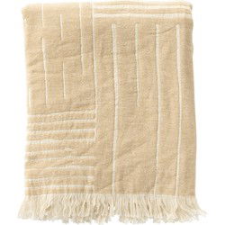 Dutch Decor STEFANO - Plaid 140x180 cm - met strepen en franjes - Semolina - beige - Dutch Decor