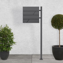 Brievenbus op voet met krantenvak 37x37x11 cm antraciet incl. staander H:120 cm ML-Design