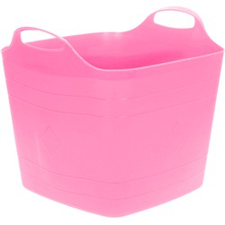 Flexibele emmer - roze - 25 liter - kunststof - vierkant - 35 x 38 cm - Wasmanden