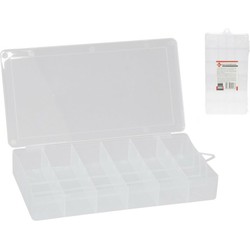 Gerimport opbergkoffertje/opbergdoos/sorteerbox - 24-vaks - kunststof - transparant - 20 x 10 x 2 cm - Opbergbox
