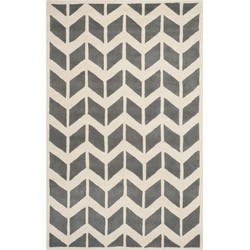 Safavieh Contemporary Indoor Hand Tufted Area Rug, Chatham Collection, CHT746, in Dark Grey & Ivory, 183 X 274 cm