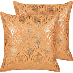 HOYA - Sierkussen set van 2 - Oranje - 45 x 45 cm - Katoen