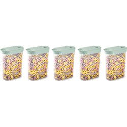 Plasticforte Voedselcontainer strooibus - 5x - mintgroen - 1 liter - kunststof - 15 x 7 x 19 cm - Voorraadpot