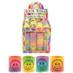Uitdeelcadeautjes - Mini Smiley Spiralen Ø3.5 Cm in Traktatiebox (60 Stuks)