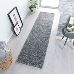 Loper - Minerals Uni Modern Laagpolig - Wol - Bolletjes - Grijs 60X230 Cm - 60 X 230 CM