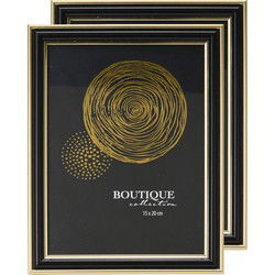 H&S Collection Fotolijstje voor een foto van 15 x 20 cm - 2x - zwart/goud - luxe uitstraling - Fotolijsten
