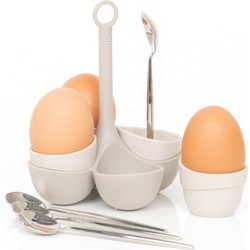 Eggs by Sillies® - Eierset - Eierdopjes - Eierlepeltjes - Eierhouder - Beige - Pasen - Cadeau