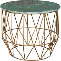 Dutchbone Boss Bijzettafel Rond 51 cm Marmer Groen/ Goud