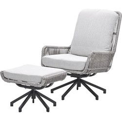 Bianci draaibare fauteuil inclusief voetenbank -  carbon black - sand