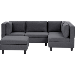 UNSTAD - 4-zitsbank met ottomaan - Donkergrijs - Links -  Polyester