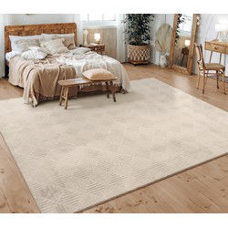 Laagpolig Vloerkleed Lely - Blokcs - Beige - 160x220 cm