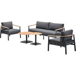 Montevideo loungeset - 5-delig - light teak look - merino black