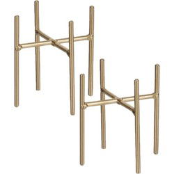 3x stuks goudkleurig ijzeren plantenkrukje/planten standaard Ascot 10 x 10 x 9 cm - Plantenstandaarden
