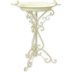 AN IRON BIRD BATH, OLD WHITE