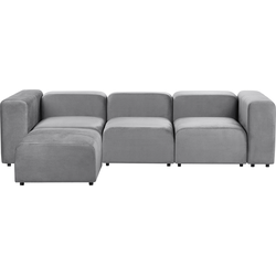 FALSTERBO - Modulaire driezitsbank met ottomaan - Grijs - Fluweel