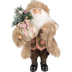 Clayre & Eef Beeld Kerstman 63 cm Beige Roze Kunststof Kerstfiguren