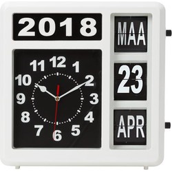 Wandklok met flipover kalender 31 x 31 cm nederlands