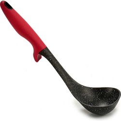 Arte R Kook/keuken gerei - jus opschep lepel - zwart/rood - kunststof - 30 cm - Soeplepels