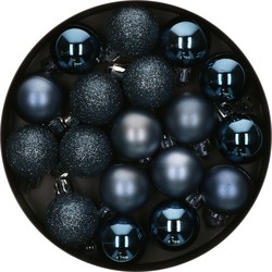 Atmosphera Kleine kerstballen - 18x st - blauw - D3 cm - kunststof - Kerstbal