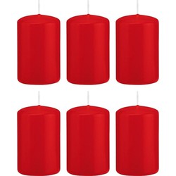 6x Kaarsen rood 5 x 8 cm 18 branduren sfeerkaarsen - Stompkaarsen