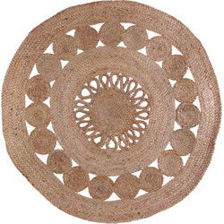 Vloerkleed Jute Naturel met Motief rond  Ø 90 cm - Bruin