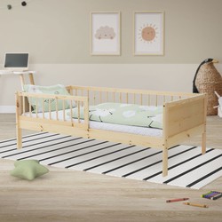 Kinderbed 80x160 cm met lattenbodem en uitvalbeveiliging natuurlijk dennenhout ML design