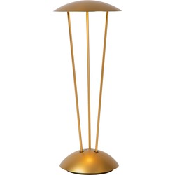 Rome oplaadbare tafellamp buitenverlichting accu/batterij diameter 12,3 cm LED dimbaar 1x2,2W 2700K/3000K IP54 met draadloos oplaadstation mat goud messing