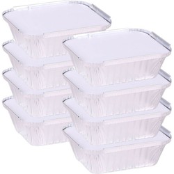 Elite Meal prep bewaar bakjes - Aluminium - 8x - 15 x 12 x 4 cm - met deksel - Vershoudbakjes