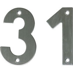 AMIG Huisnummer 31 - massief Inox RVS - 10cm - incl. bijpassende schroeven - zilver - Huisnummers