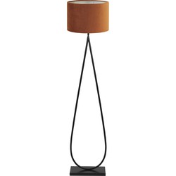 Vloerlamp Tamsu/Velours - Zwart/Terra - Ø40x167cm