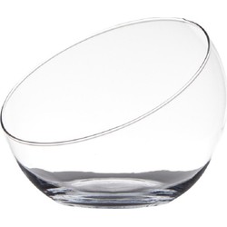 Schuine serveerschaal/fruitschaal van transparant gerecycled glas 20 cm - Serveerschalen