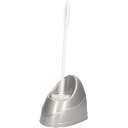 Zilveren toiletborstels/wc-borstels met houder kunststof 45 cm - Toiletborstels