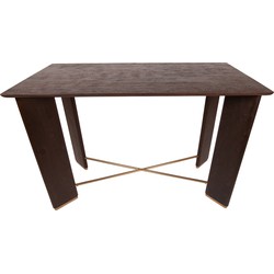 PTMD Liber Bar Table 140x70x94 Brown Wood Gold Metal