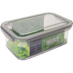 1x Voorraad/vershoudbakjes 1,9 liter transparant/grijs plastic 24 x 15 cm - Vershoudbakjes