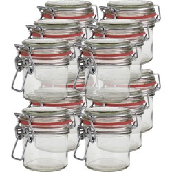 12x Glazen confituren mini pot/weckpot 100 ml met beugelsluiting en rubberen ring - Weckpotten