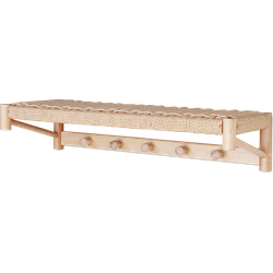 Loek houten kapstok met geweven plank - 78 x 31 cm
