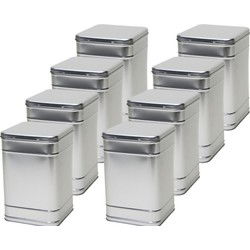 Vierkant opbergblik/bewaarblik - 8x - zilver - 16 x 25 cm - Voorraadblikken - Voorraadblikken