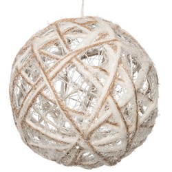 Anna Collection draad bal/kerstbal - wit - met verlichting - D20 cm - kerstverlichting figuur