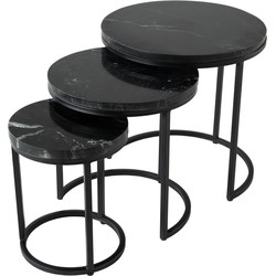 Kick salontafel Marble set van 3 rond - Zwart