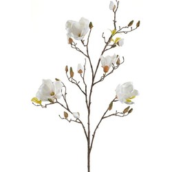 Emerald Kunstbloem Magnolia tak - 105 cm - wit/creme - Kunst zijdebloemen - Kunstbloemen