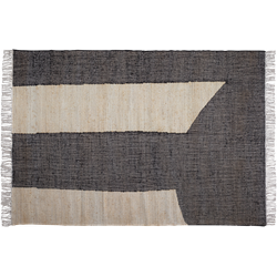 WOOOD Exclusive Lias Vloerkleed - Jute/Katoen -Zwart - 1x200x300