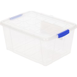 12x Opbergbakjes/organizers met deksel 4 liter 25 cm transparant - Opbergbox