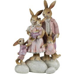 Clayre & Eef Beeld Konijn Roze Beige Polyresin