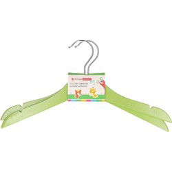Groene kinder kleerhangers van hout 2x stuks - Kledinghangers